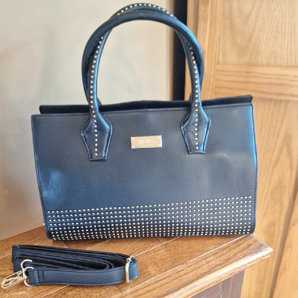 BCBG Paris Black Studded Satchel